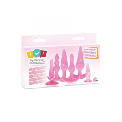 Icon Brands Try Curious 6 Piece Anal Starter Kit Pink IC8011 2 847841080118 Boxview