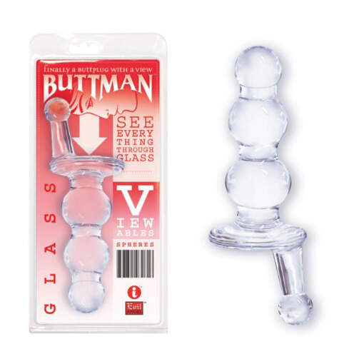 Icon Brands Viewables Spheres Glass Butt Plug Clear EA3081-3 847841030816
