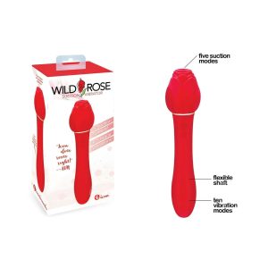 Icon Brands Wild Rose Air Suction Clitoral Stimulator and Vibrator Red IC1706 847841017060 Multiview