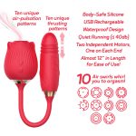 Icon Brands Wild Rose Air Suction Clitoral Stimulator with Thrusting Probe Red IC1702 847841017022 Info Detail