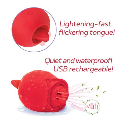 Icon Brands Wild Rose Air Suction Flickering Tongue Clitoral Stimulator Red IC1701 847841017015 Info Detail