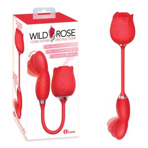 Icon Brands Wild Rose Come Hither and Suction Rose Dual Stimulator Red IC1707 847841017077 Multiview