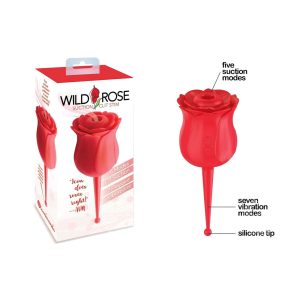 Icon Brands Wild Rose Le Point Air Suction Clitoral Stimulator with Pinpoint Vibrator Red IC1705 847841017053 Multiview