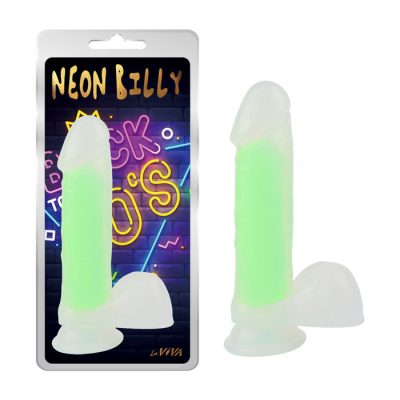 LaViva Neon Billy 7 point 6 inch Glow in the Dark Dong with Balls Frosted Clear Green CN 711752508 759746525086 Multiview