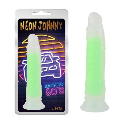 LaViva Neon Johnny 8 point 4 inch Glow in the Dark Dong Frosted Clear Green CN 711753508 759746535085 Multiview