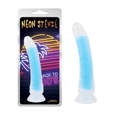 LaViva Neon Stevie 8 point 4 inch Glow in the Dark Dong Frosted Clear Blue CN 711757509 759746575098 Multiview