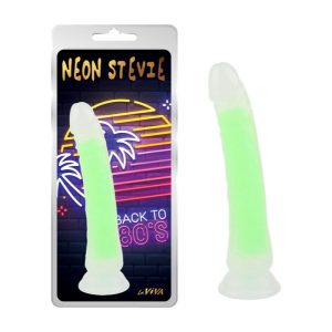 LaViva Neon Stevie 8 point 4 inch Glow in the Dark Dong Frosted Clear Green CN 711757508 759746575081 Multiview