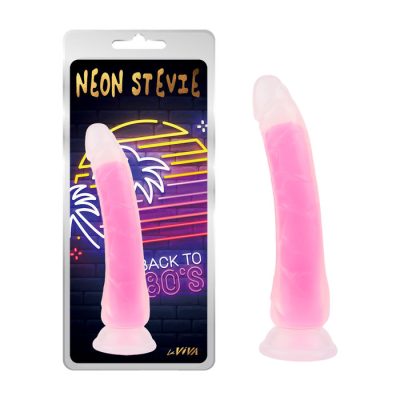 LaViva Neon Stevie 8 point 4 inch Glow in the Dark Dong Frosted Clear Pink CN 711757506 759746575067 Multiview