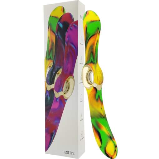 Lealso Entice USB Rechargeable Double Ender VIbrator Marble Green Yellow Orange LA-50028-1G 9354434000084