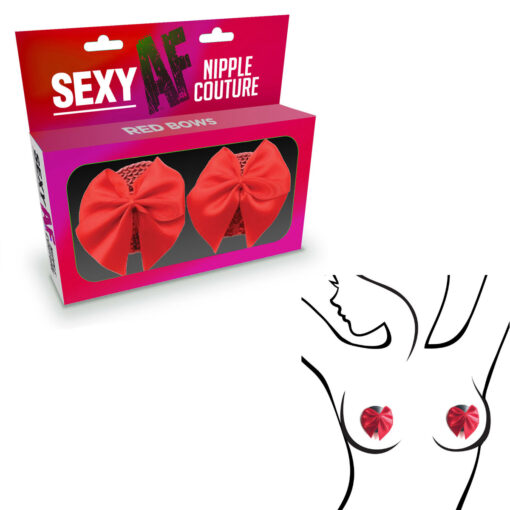Little Genie Nipple Pasties Black Round with Red Bow LGNV211 685634103244 Detail