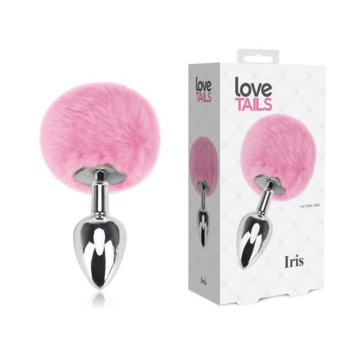 Love Tails Iris Pom Pom Bunny Tail Butt Plug Silver Pink LT10016 694182100162 Multiview