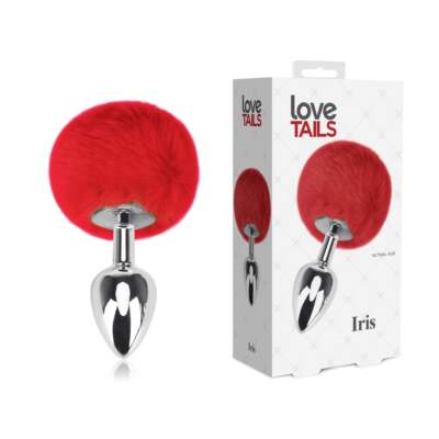 Love Tails Iris Pom Pom Bunny Tail Butt Plug Silver Red LT10015 694182100155 Multiview
