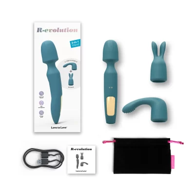 Love To Love R EVOLUTION Rechargeable Massage Wand Kit with 2 Heads Teal 6032244 3700436032244 Multiview