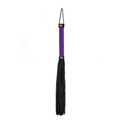 Love in Leather 38cm Faux Leather Flogger Whip Soft Coloured Handle Purple Black WHI038PUR 2389038162118 Detail