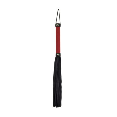 Love in Leather 38cm Faux Leather Flogger Whip Soft Coloured Handle Red Black WHI038RED 2389038162118 Detail