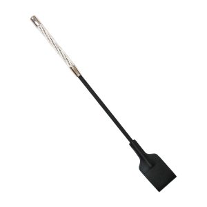 Love in Leather 47cm Short Leather Riding Crop with Diamante Handle Black Silver CRO016 3181501601006 Detail