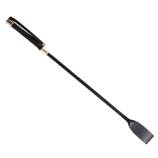 Love in Leather 60cm Satin Braided Faux Leather Riding Crop Gold Ferule CRO024GLD 3181502412342 Detail