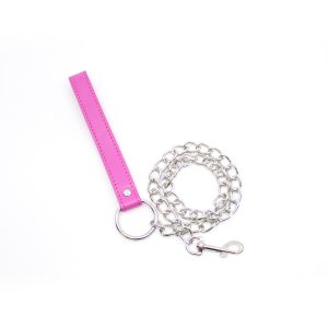 Love in Leather Berlin Baby Chain Leash with Pink Faux Leather Handle B LEA01 2125101000006 Detail