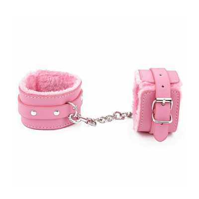 Love in Leather Berlin Baby Faux Fur Lined Wrist Cuffs Pink HAN02PNK 2811402161408 Detail