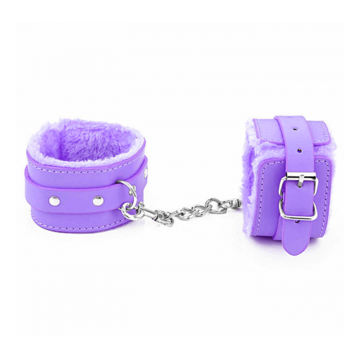 Love in Leather Berlin Baby Faux Fur Lined Wrist Cuffs Purple HAN02PUR 2811402162115 Detail
