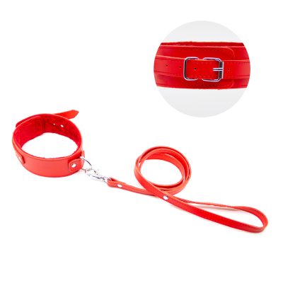 Love in Leather Berlin Baby Faux Leather Collar with Faux Fur Lining and Leash Red B COL02RED 2315120218548 Detail