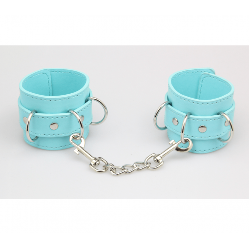 Love in Leather Berlin Baby Faux Leather Hand Cuffs Baby Blue Turquoise B HAN22 2811422202112 Detail