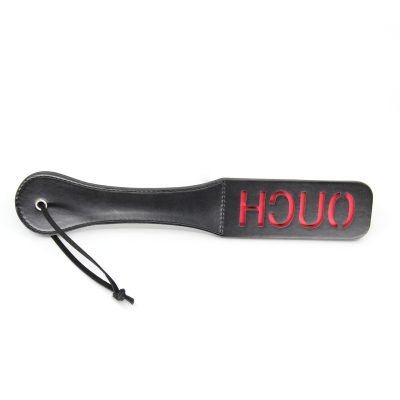 Love in Leather Berlin Baby Reverse Cutout Faux Leather Word Paddle Ouch Black Red B PAD06 2161406153849 Detail