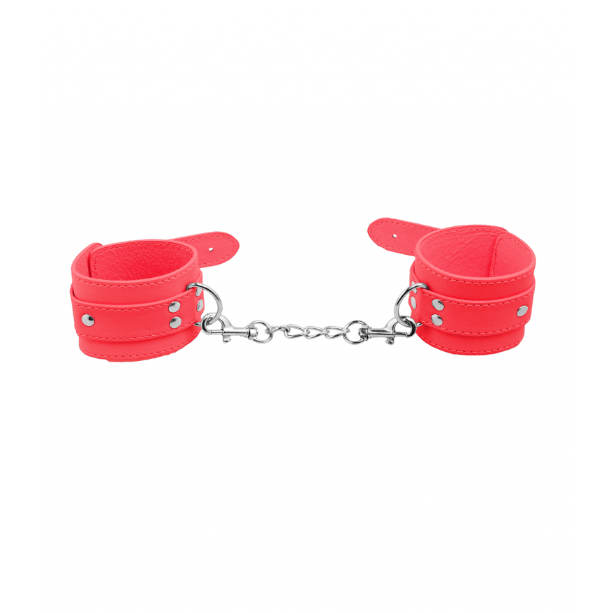 Love in Leather Berlin Baby Unlined Faux Leather Hand Cuffs Red B HAN06RED 2811406185400 Detail