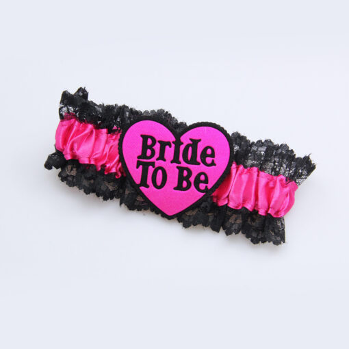 Love in Leather Bride to Be Lace Leg Garter Black Pink LEG007BP 1257007161411 Detail