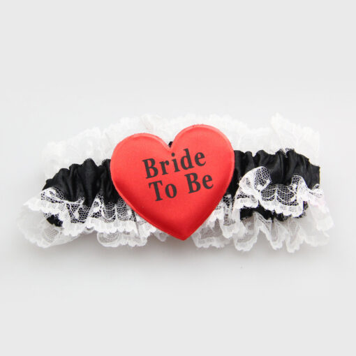 Love in Leather Bride to Be Lace Leg Garter Black Red White LEG007BR 1257007212113 Detail