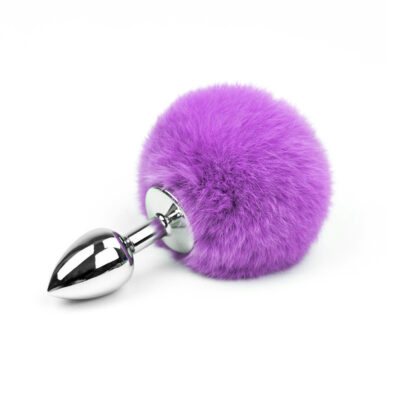 Love in Leather Bunny Tail Metal Butt Plug Medium Purple Silver BUN001PURM 2211400131623 Detail