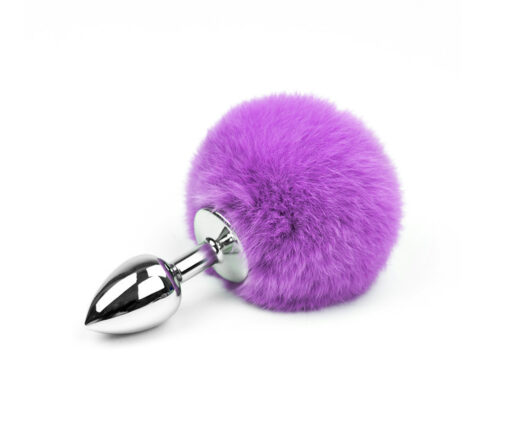 Love in Leather Bunny Tail Metal Butt Plug Medium Purple Silver BUN001PURM 2211400131623 Detail
