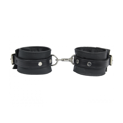 Love in Leather Fine Grained Leather Handcuffs Black HAN015 8114015212111 Detail