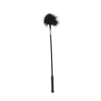Love in Leather Fluffy Feather Tickler with Diamante Handle Black CRO020 3181502000006 Detail