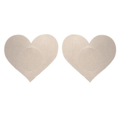 Love in Leather Heart shaped satin Nipple Pasties 5 Pack Beige Nude NIP025HEART 1491600258004 Detail