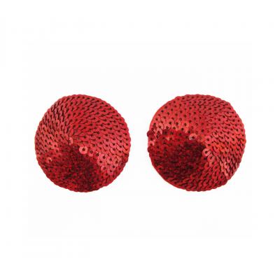 Love in Leather Round sequin nipple pastie cover burlesque Red NIP013RED 1491601318547 Detail