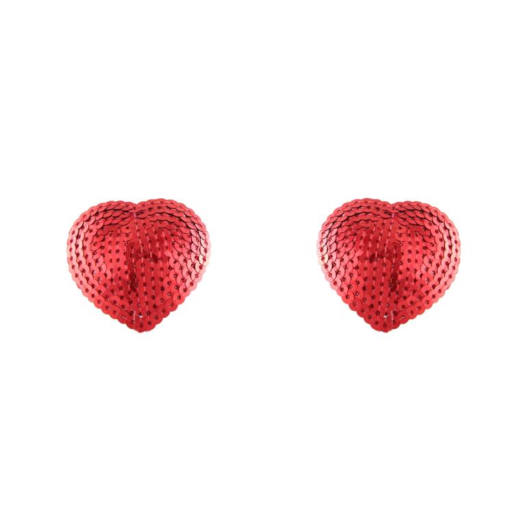 Love in Leather Sequin Heart Shaped Nipple Pasties Red NIP017A 1491601710006 Detail