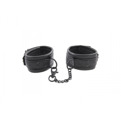 Love in Leather Soft Padded Vegan Leather Faux Leather Handcuffs Black HAN046 8114046010014 Detail