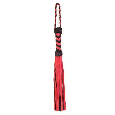 Love in Leather Suede 66cm Long Flogger Whip Red Black WHI013RED 2389013185408 Detail