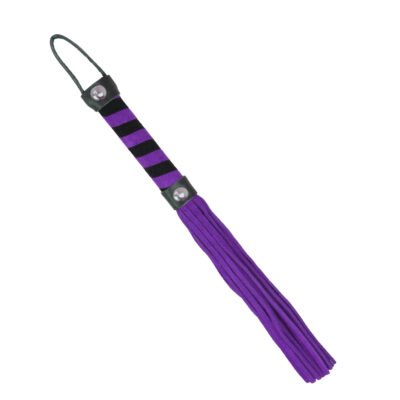 Love in Leather purple black candy stripe suede willy whip flogger WHI051PUR 2389051185415 Detail