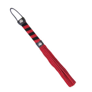 Love in Leather red black candy stripe suede willy whip flogger WHI051RED 2389051185408 Detail