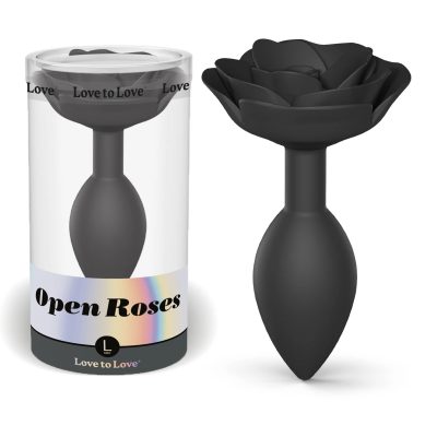 Love to Love Open Rose Silicone Rose Butt Plug Large Black Onyx 6032428 3700436032428 Multiview
