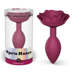 Love to Love Open Rose Silicone Rose Butt Plug Medium Plum Star 6032411 3700436032411 Multiview