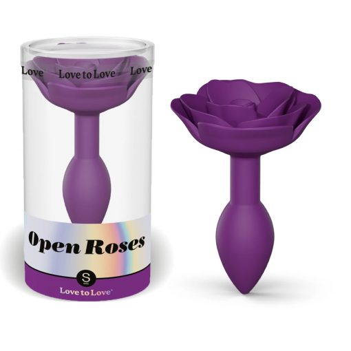 Love to Love Open Rose Silicone Rose Butt Plug Small Purple Rain 6032404 3700436032404 Multiview