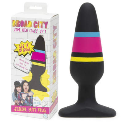 Lovehoney Broad City Ass of an Angel Silicone Butt Plug Black Striped BC 68270 5060493001729 Multiview