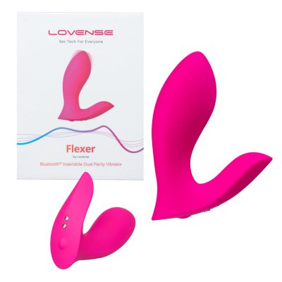 Lovense Flexer Smartphone App Enabled Insertable Dual Panty Vibrator Pink LVNSE FLXR 6972677430074 Multiview