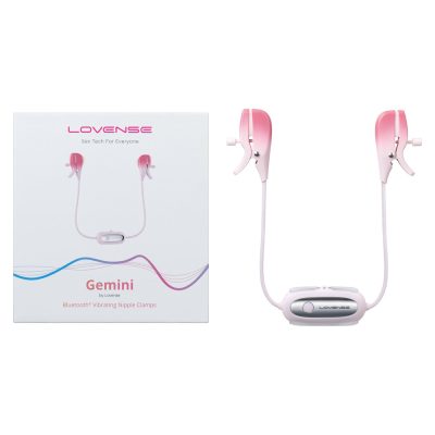 Lovense Gemini Smartphone App Enabled Vibrating Nipple Clamps Pink LVNSE GMNI 6972677430098 Multiview