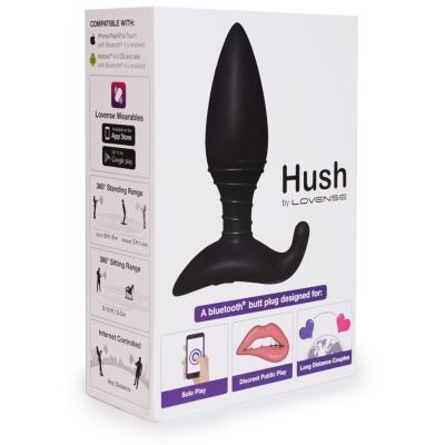 Lovense Hush Smartphone App VIbrating Butt Plug Small Black 0714449810686 Boxview