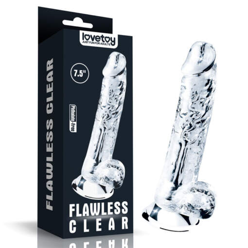 Lovetoy Flawless Clear 7 point 5 inch Dong with Balls Clear LV310016 6970260906241 Multiview