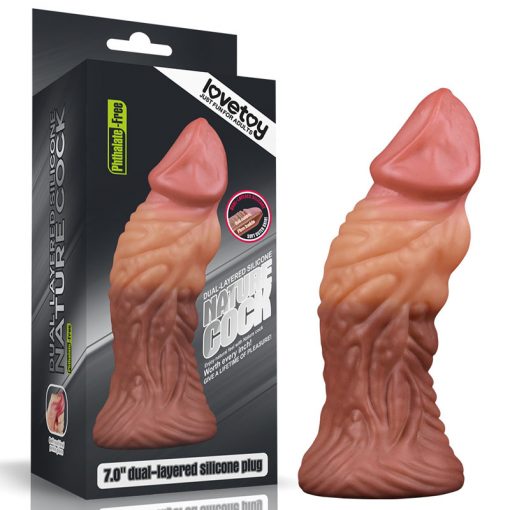 Lovetoy Nature Cock 7 inch Dual Layer Silicone Dong Medium Tan Flesh LV411017 6970260905633 Multiview
